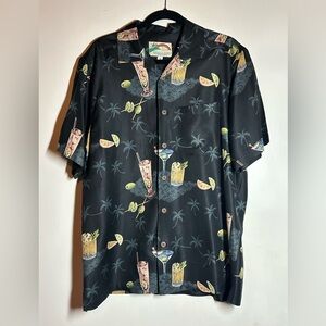 Paradise‎ Found Men's PAU Hana Cocktail Silk  Short Sleeve Shirt, Black, Size M